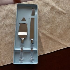Clear Handle Cake Server and Knife Set - White/Silver